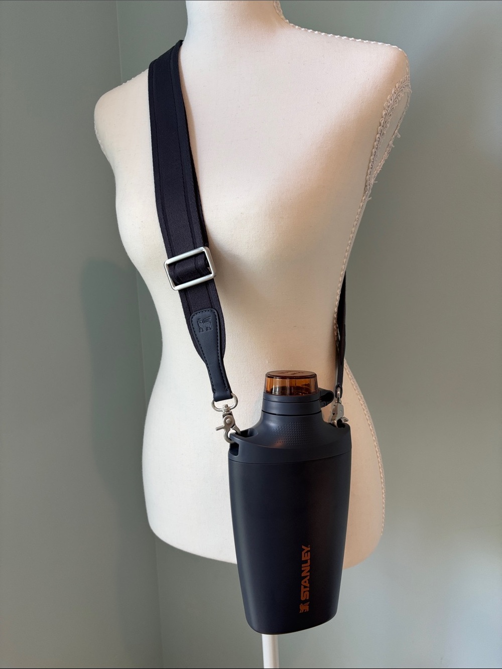 Navy Blue Stanley 23 oz Cross Bottle with Strap - NEVER USED